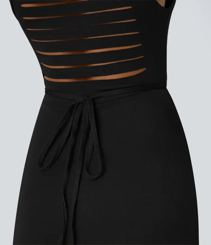 ColaZebra™ | Casual midi hooded dress, sleeveless, zebra back